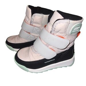 EUC Sorel Toddler Whitney II Strap Waterproof Boots ❄️☃️ Mint White Black Velcro